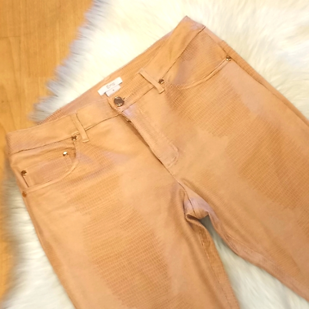 Eric Peach Snakeskin Textured Pants